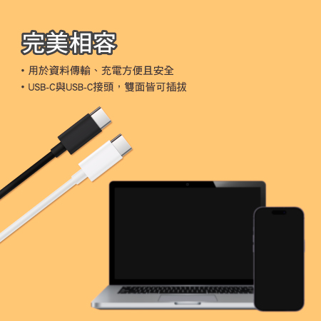 FUGU USB-C to C快速充電線 （1m＋2m兩入組） （快充線/Type c快充線）