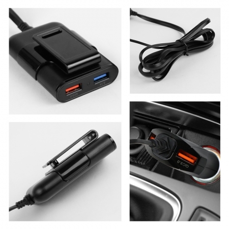 infotec CC103 QC3.0 帶線4埠USB前後座車充（1.7M）