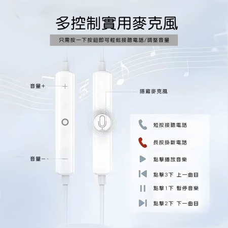 HANLIN TYPEAR TYPE-C插孔專用有線耳機 手機專用