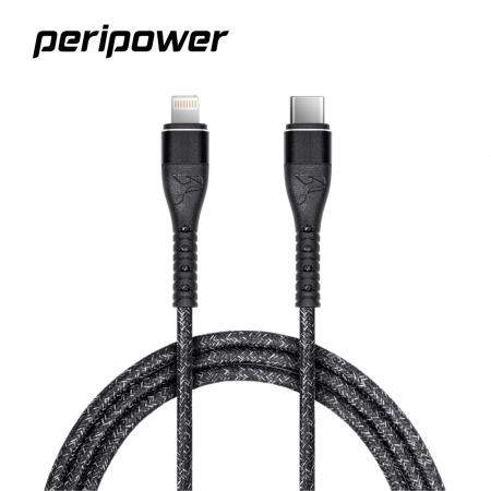 peripower CD-03 精研編織系列 USB-C to Lightning 快充傳輸線-鐵礦黑-100 cm