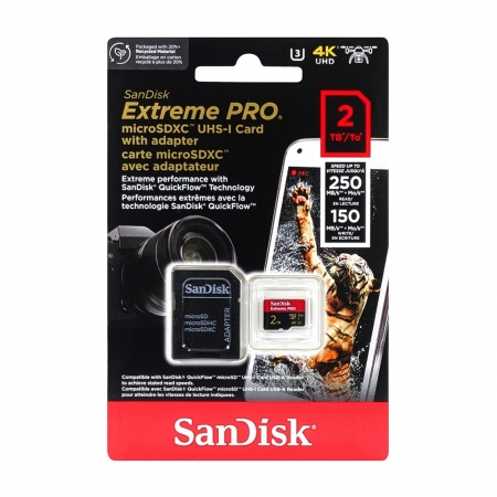 SanDisk 2TB Extreme Pro 記憶卡 A2 V3 UHS-I U3 microSD Gopro適用（SD-SQXCD-2TB）