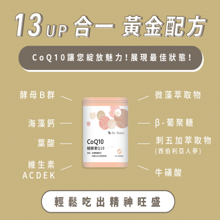 【Dr. Nutri芯漾生醫】CoQ10輔酵素｜30顆｜鋁袋嚴選美國專利CoQ10｜輕鬆吃出精神旺盛｜極致13道獨家配方