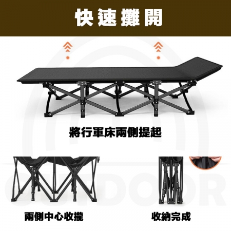 【Wild Summer】升級款戶外露營折疊行軍床（贈壓花棉墊）｜折疊床 陪護床 午睡床 睡椅 午休床 戶外行軍床