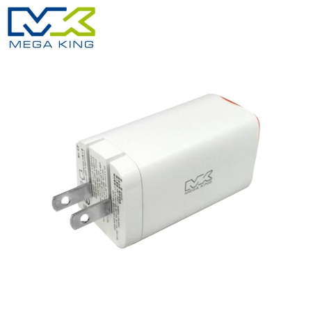 【好買點數放大】MEGA KING65W GaN氮化鎵PD三孔旅充頭（2C1A） 白＋C to C 100W高速充電編織線 白 