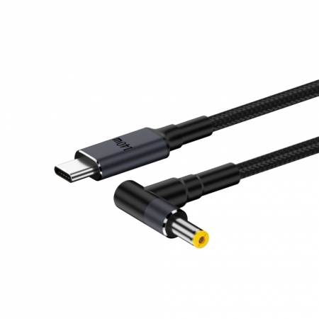 Kamera Type-C公 轉 DC公 PD誘騙線 5525彎頭黃口 140W/28V/5A （1.8M）