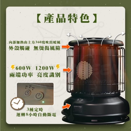 【ADAMOUTDOOR】單入組 經典風格雙功率陶瓷電暖器 野營 陶瓷暖小型暖器 暖風機（黑色/沙色/軍綠色）器 露營 
