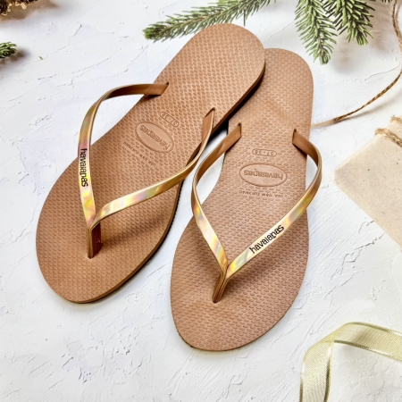 【哈瓦士havaianas】 巴西人字拖  女款 You metallic/古銅雷射玫瑰金帶