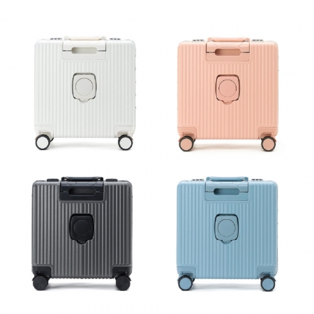 FJ 多功能18吋前掀式鋁框防爆行李箱/登機箱KA18（USB延伸充電孔方便充電）