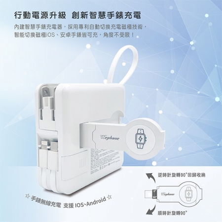 【好買點數放大】Wephone 7＋1 快充行動電源/磁吸無線充電/自帶線/附贈出國轉接頭（手機/手錶/耳機）