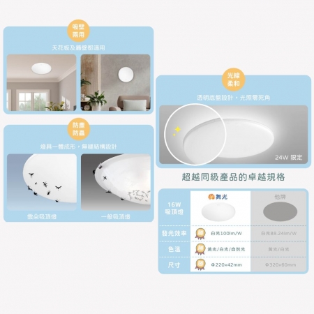 DanceLight 舞光 單入 50W LED雲朵遙控吸頂燈 雲朵吸頂燈 LED吸頂燈 無極調光調色 可遙控 可壁切