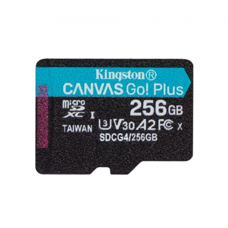 金士頓 256G SDCG4 Canvas Go! PLUS microSD 高速 記憶卡 A2 U3 V30 4K影片（KTCG4-256G）