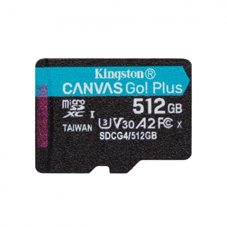金士頓 512G SDCG4 Canvas Go! PLUS microSD 高速 記憶卡 A2 U3 V30 4K影片（KTCG4-512G）