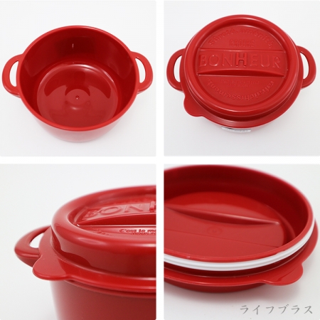 日本製 鑄鐵鍋造型可微波保鮮盒-圓形-550ml-3入