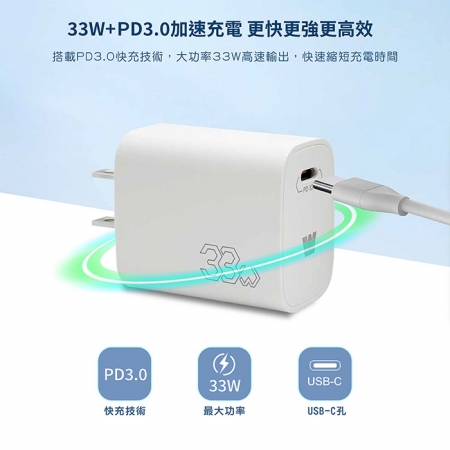 Wephone PD33W 手機快速充電器＋100W 雙頭Type-C 磁吸線快充線（1.2M）