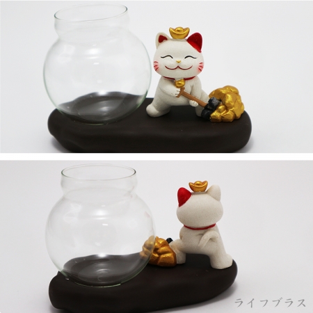 Kiyodo招財貓水培植物擺件-2組