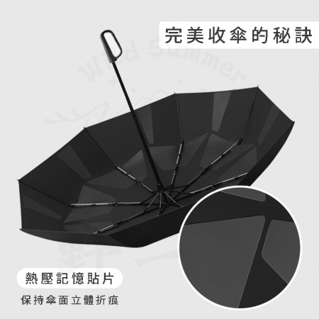 【Wild Summer】三秒瞬收 懶人自動折疊傘｜雙傘骨設計×環扣手把×熱壓記憶折痕×抗UV防潑水傘布