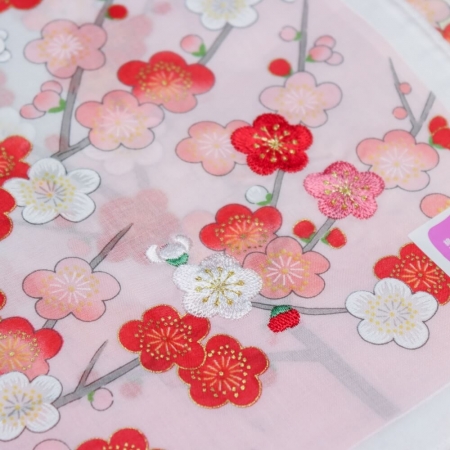 京都手帕 -友禪刺繡系列-梅（粉/藍/紫）