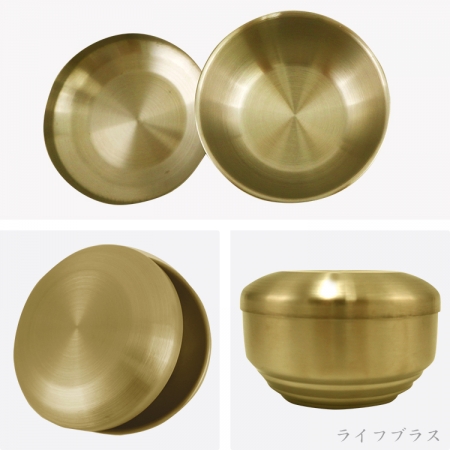 韓式304不鏽鋼雙層碗組-10.5cm-金色-4入 （附蓋）