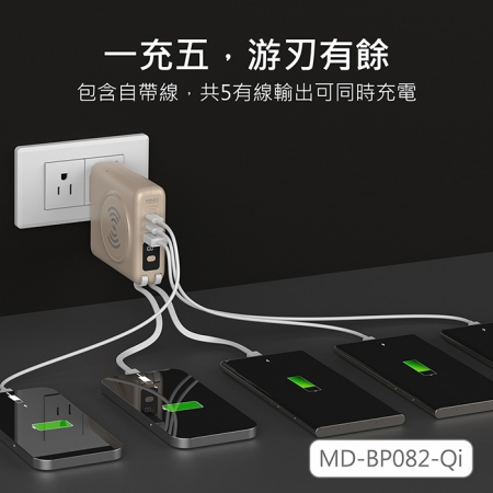 【好買點數放大】MINIQ 台灣製造10000mAh 30W多功能磁吸無線充行動電源（手錶/耳機/自帶線/可拆卸充電頭）MD-BP082-Qi