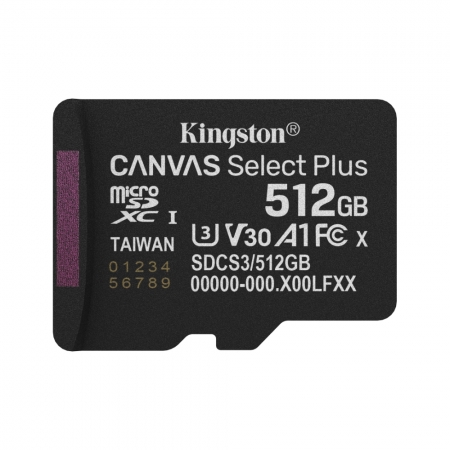 金士頓 Canvas Select Plus 記憶卡 512GB microSD KTCS3 代理商公司貨（KTCS3-512G）