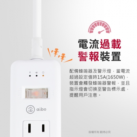 【好買點數放大】aibo 氮化鎵 1開4插PD25W過載警示斷電 延長線-1.8米（過載警示蜂鳴器）