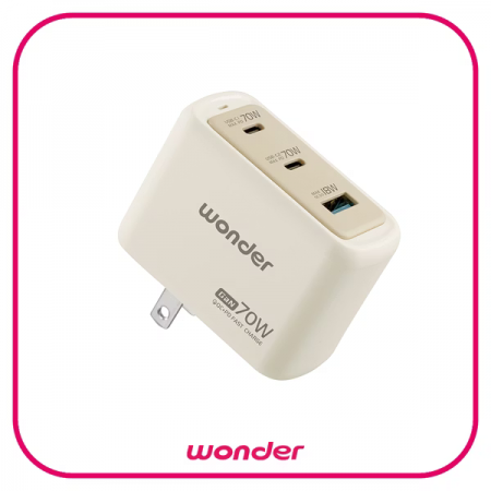 【WONDER】70W GaN氮化鎵極速智能充電器 淺奶茶 WA-A13TS3