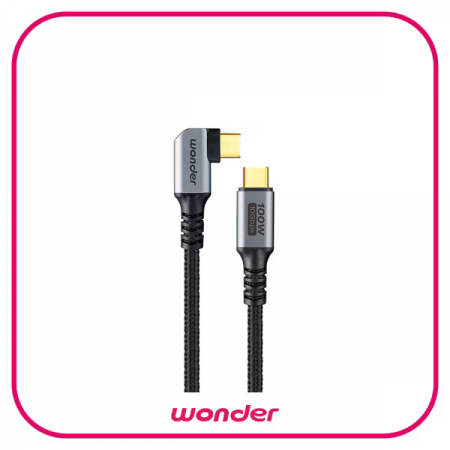 【WONDER】100W 快充彎頭鋁殼編織數據線 1.5M 太空灰 WA-W25UC