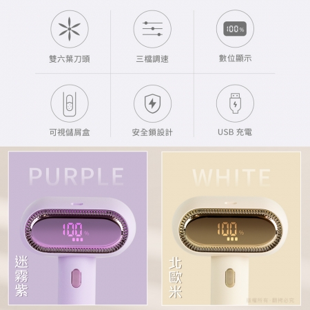 aibo 雙刀頭充電式 數顯電動除毛球機（三檔轉速）