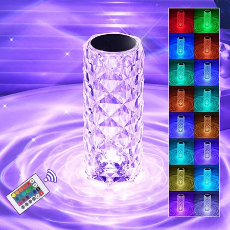 【QiMart】夢幻16色動態變換水波紋水晶燈（E款）小夜燈 星空燈 生日禮物 聖誕禮物 氣氛燈