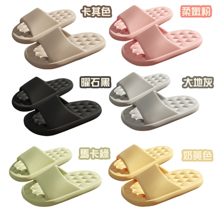 【QiMart】踩屎感菱格紋厚底防水止滑拖鞋（B款）x2入