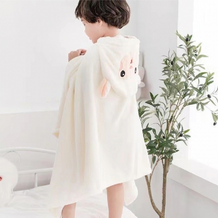 【星紅織品】可愛動物造型珊瑚絨兒童斗蓬浴巾x3入