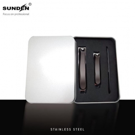 SUNDEN精品鐵盒3件式修容組禮盒 不鏽鋼美甲修容組 修甲套裝 指甲刀套裝 指甲剪 美甲修容組 指甲剪 指甲修甲組