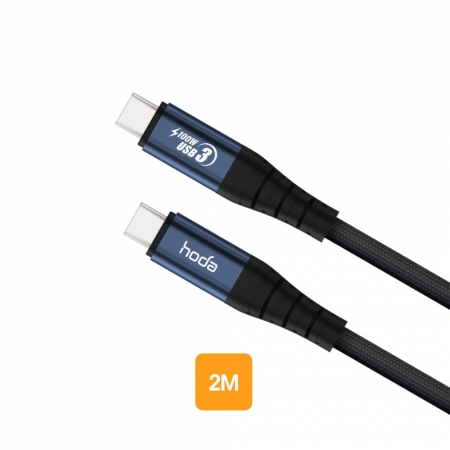 HODA 100W 5A USB3【USB-C to C】2M 快速充電編織線材 Type-C 傳輸線 充電線（HODA-28601）
