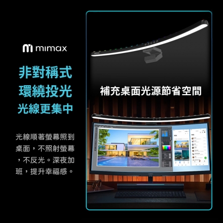 mimax 拾音RGB七彩曲面螢幕掛燈-60cm