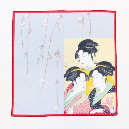 京都手帕-京彩系列-三美女（紅邊/藍邊/紫邊）任選3件85折（售價已是折扣價）