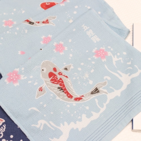 今治著色拔染毛巾-五鯉躍/魚躍瀑布