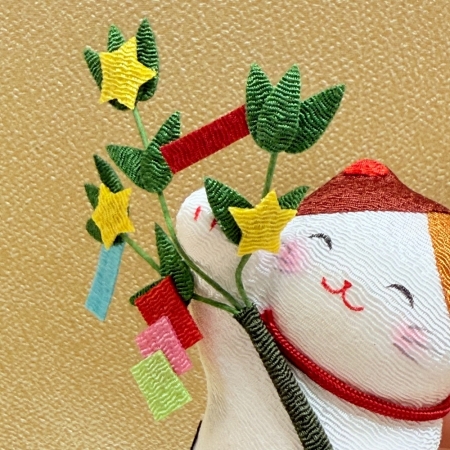【龍虎堂】京都手作縮緬擺飾-三毛貓持四季-七夕 限時85折/售價已是折扣價
