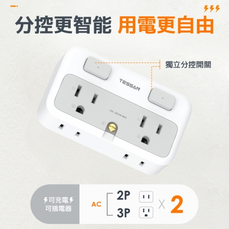 TESSAN 2開4插轉接器