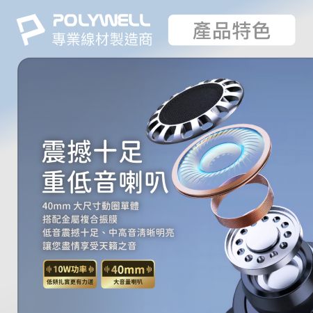 POLYWELL 全罩式降噪藍牙耳機S018P01 ANC主動降噪 Type-C充電 可折疊舒適好戴 寶利威爾 台灣現貨