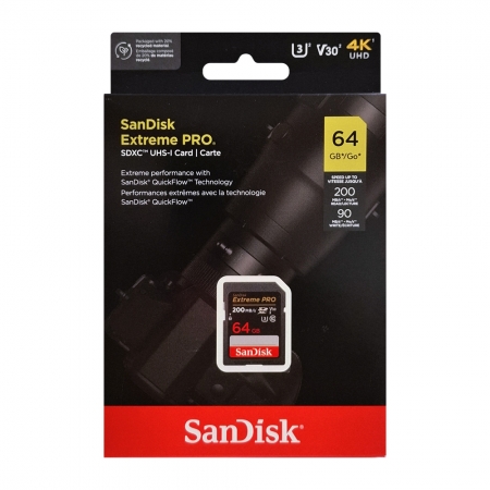 SanDisk Extreme PRO SDXC UHS-I 64GB 相機記憶卡 V30 U3 200MB 專業攝影高速記憶卡（SD-SDXXU-64G）