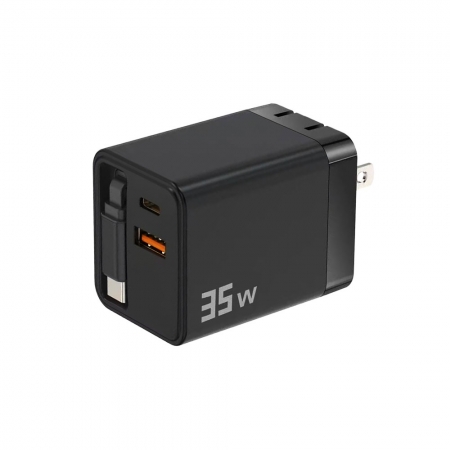 u-ta 頂規35W全能摺疊快充伸縮線充電器IC15 （自帶Type-C伸縮線 磁吸歸位）