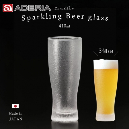 【ADERIA】日本製冰晶系列薄口啤酒杯410ml-3入組