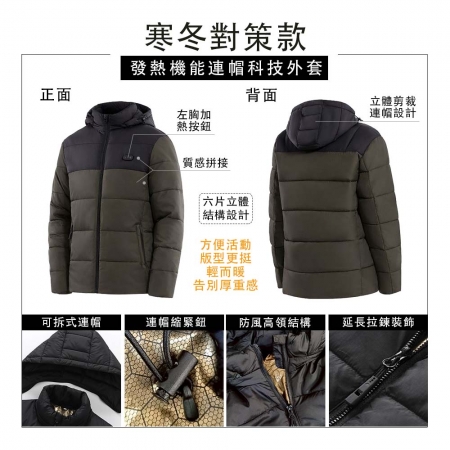 HANLIN-USBM998 保暖衝鋒衣發熱機能連帽外套
