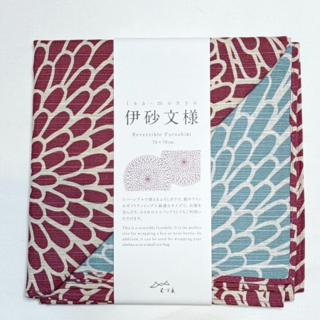 京都風呂敷包巾-伊砂紋樣 中巾-菊（紫&青）（限時85折/售價已是折扣價）