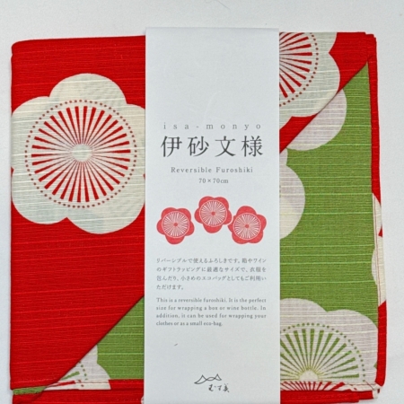 京都風呂敷包巾-伊砂紋樣 中巾-梅（紅&綠）（限時85折/售價已是折扣價）
