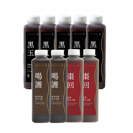 【O卡桑】黑木耳露超值組｜1000ml*9 （柴燒桂圓黑木耳露*5、經典黑糖黑木耳露*2、紅棗黑木耳露*2）