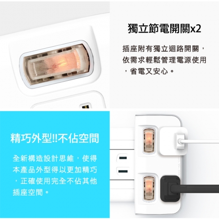 Tyson太順電業 TS-022A 2切2座 2P便利型 節能小壁插