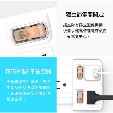 Tyson太順電業 TS-122B 2切2座 3P便利型 節能小壁插