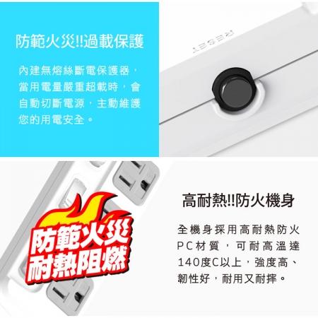 QPower太順電業 太超值系列 TS-366B 3孔6切6座延長線-1.8米
