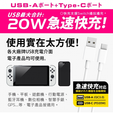 Tyson太順電業 213DC PD快充20W延長線（2孔1切3座＋PD＋QC3.0）-0.9M